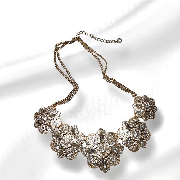 Gold Rhinestone Statement Necklace - Picture 6 of 6